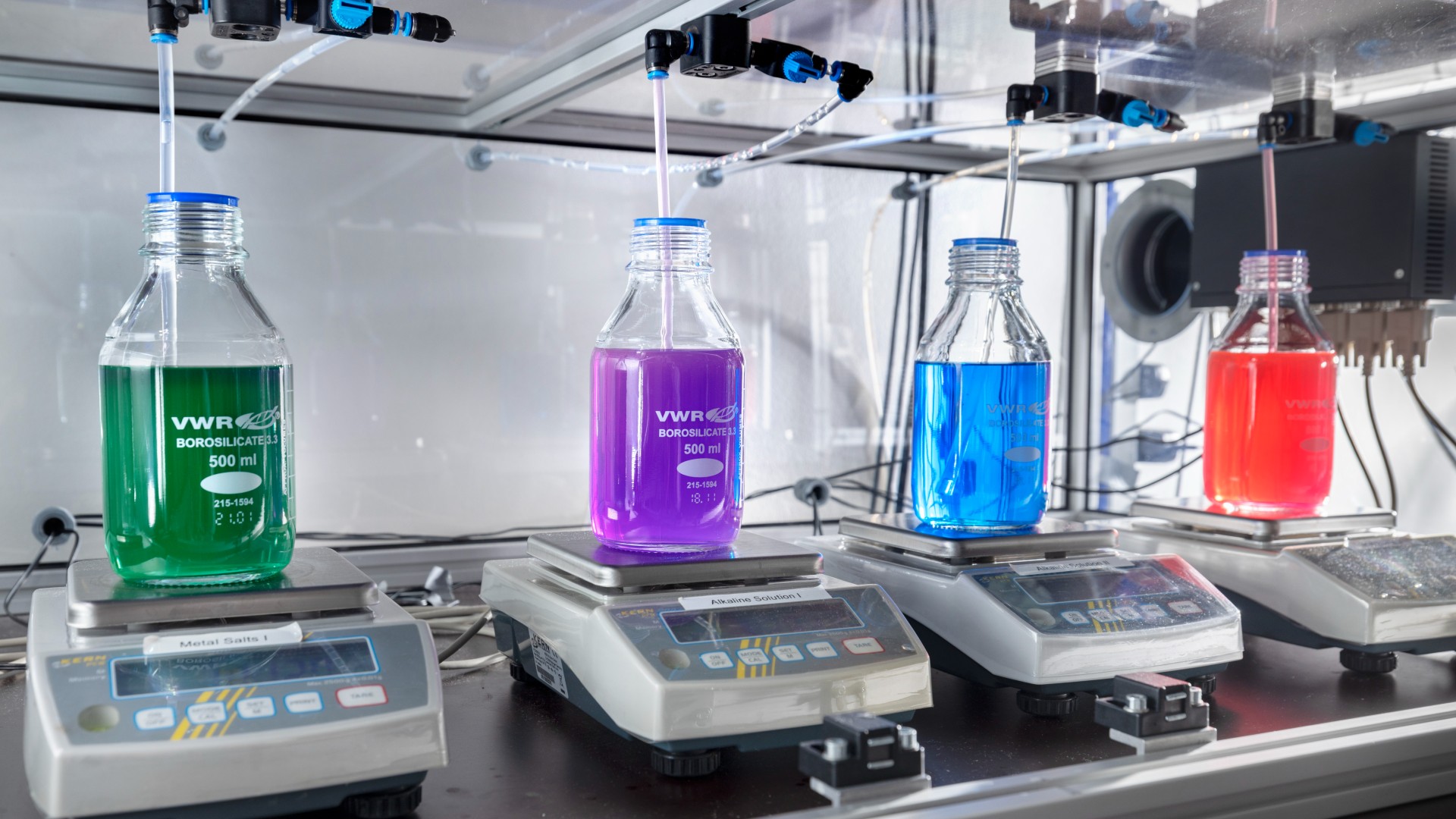 Fluids in different colors. Photo:Mikael Schlosser